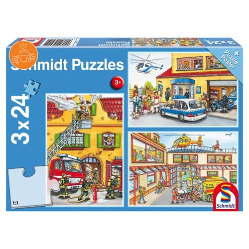  Schmidt Spiele Fire brigade and police, 3x24 db (56215) Gyerek Kirakó