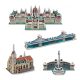  3D puzzle mini magyar épületek (Parlament,Mátyás-templom,Lánchíd,Hősök tere) - 155 db