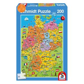   Schmidt Spiele Cartoon map of Germany, 200 db (56312) Gyerek Kirakó