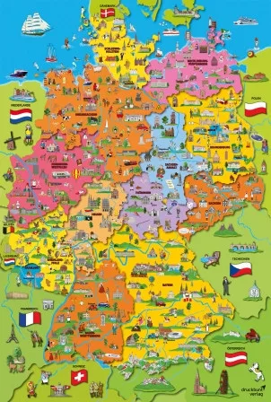 Schmidt Spiele Cartoon map of Germany, 200 db (56312) Gyerek Kirakó