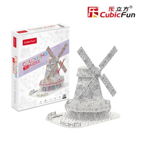  3D puzzle kiszínezhető holland szélmalom