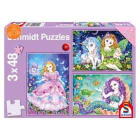   Schmidt Spiele Princess, fairy and mermaid 3x48 db (56376) Gyerek Kirakó