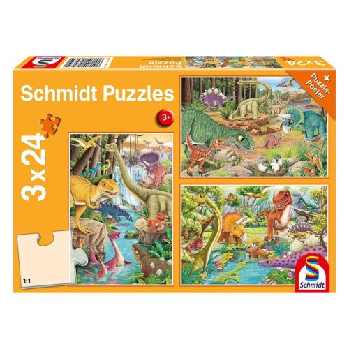  Schmidt Spiele Dinosaur Fun, 3x24 db (56465) Gyerek kirakó 