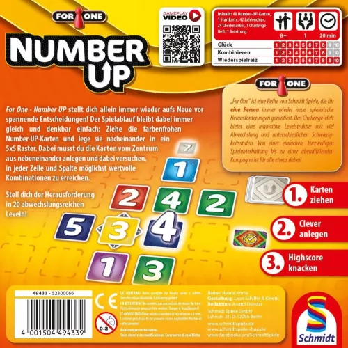 Schmidt Spiele For One, Number UP (49433) Társasjáték 