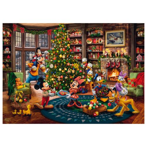 Schmidt Spiele Disney, Mickey & Minnie Trimming The Tree  (58047) Kirakó 1000 db Thomas Kinkade